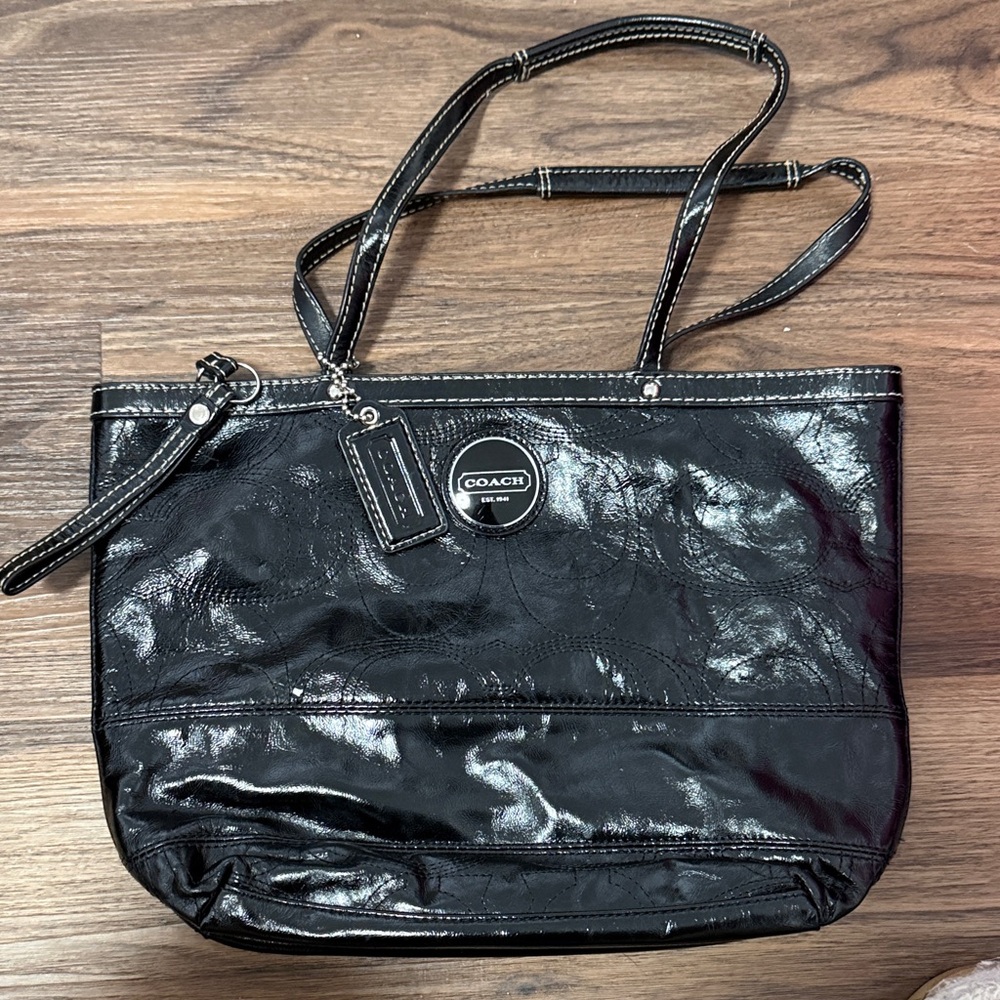 Coach Shiny Black Women's Tote Bag